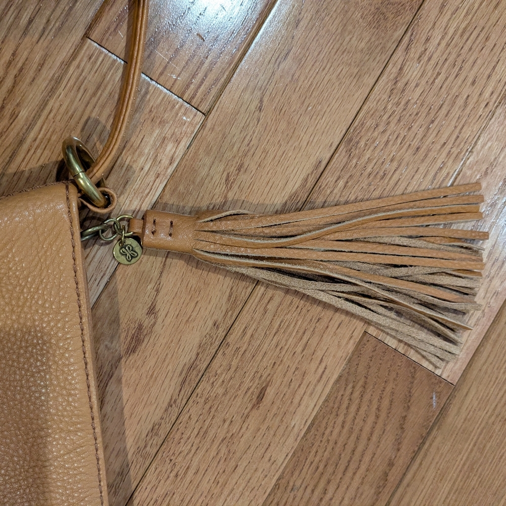 HOBO Tan Leather Backpack with Patterned Lining - Picture 4 of 13